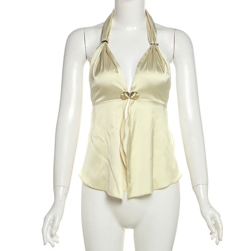 Halter shell applique backless top  | Festival Outfits Women-final-sale