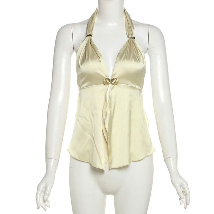 Halter shell applique backless top  | Festival Outfits Women-final-sale