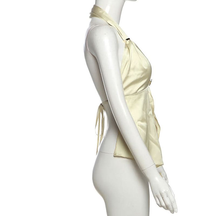 Halter shell applique backless top  | Festival Outfits Women-final-sale