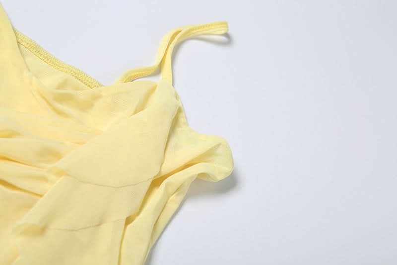 Flower applique ruffle mesh cami top  | Festival Outfits Women-final-sale