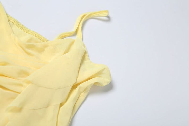 Flower applique ruffle mesh cami top  | Festival Outfits Women-final-sale