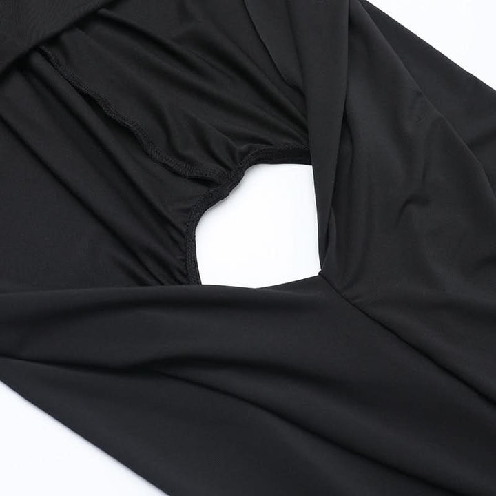 Hoodie ruched slit cowl neck solid maxi dress  | Festival Outfits Women