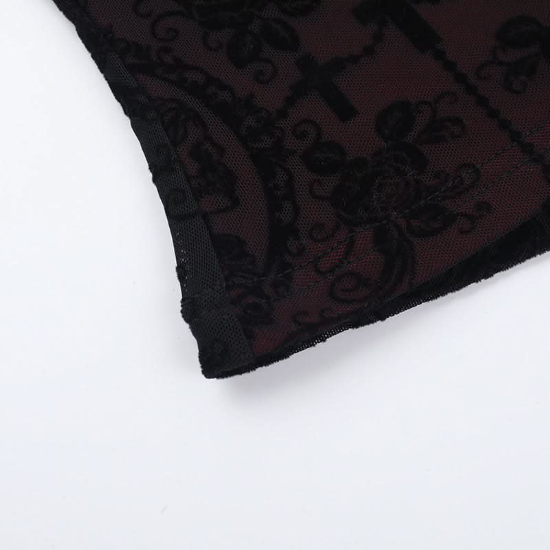 Lace hem v neck bowknot print cami top  | Festival Outfits Women