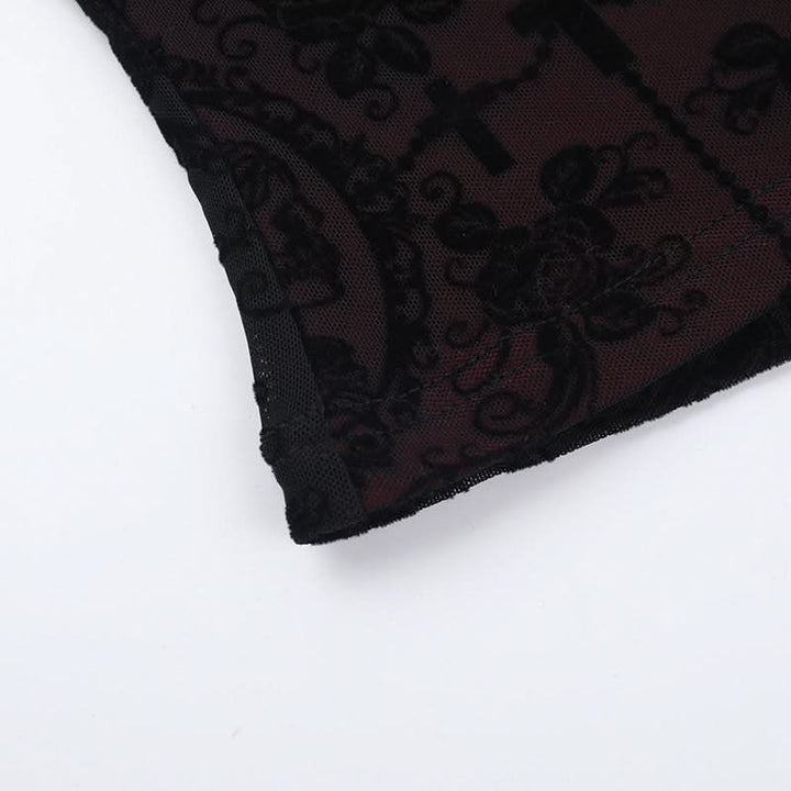 Lace hem v neck bowknot print cami top  | Festival Outfits Women