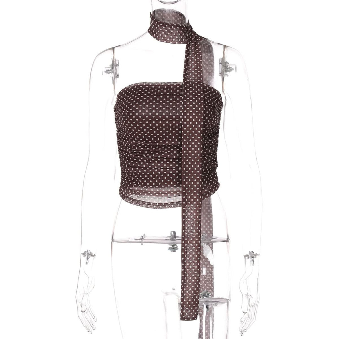 Ruched polka dot backless tube top  | Festival Outfits Women