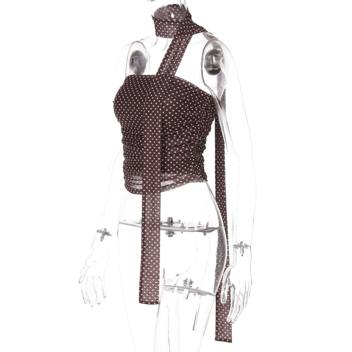 Ruched polka dot backless tube top  | Festival Outfits Women