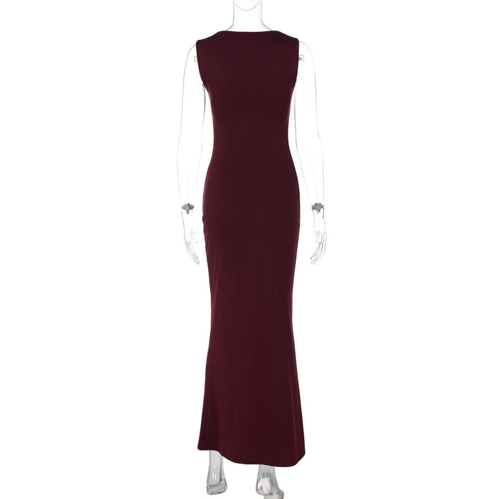 Square neck ruched solid maxi dress  | Festival Outfits Women