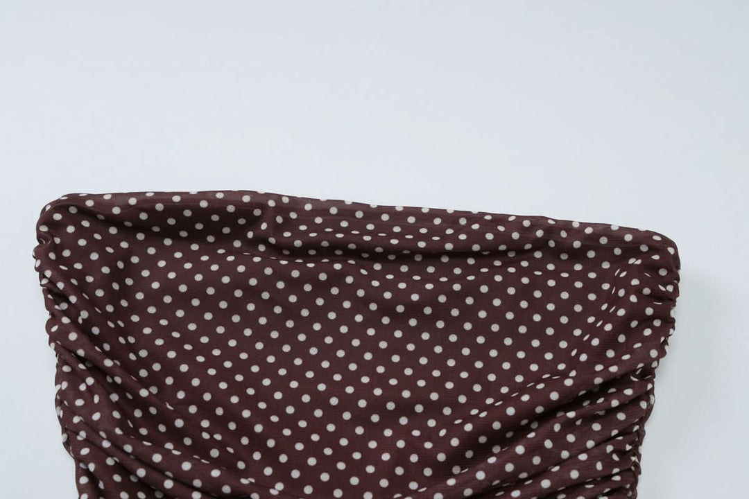 Ruched polka dot backless tube top  | Festival Outfits Women
