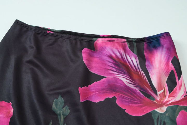 Halter self tie u neck flower print maxi skirt set  | Festival Outfits Women