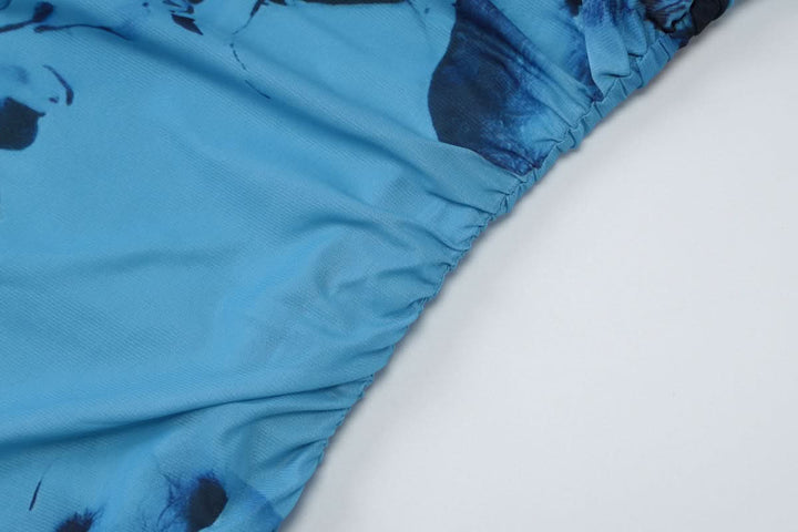 Halter ruched print irregular maxi dress  | Festival Outfits Women-final-sale