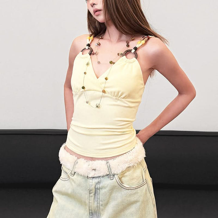V neck o ring beaded cami top  | Festival Outfits Women