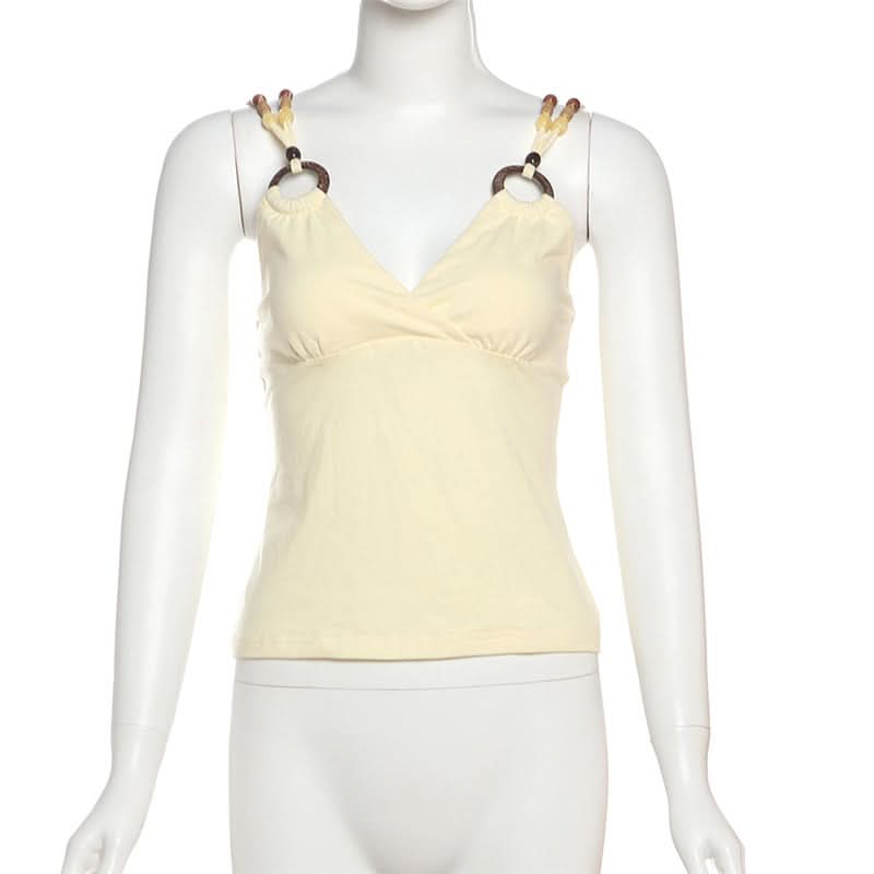 V neck o ring beaded cami top  | Festival Outfits Women