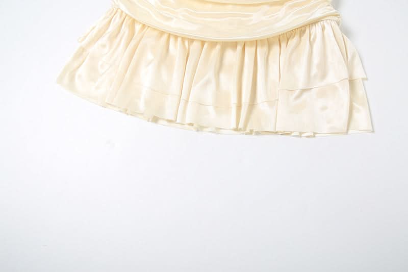 Cowl neck ruched halter ruffle mini skirt set  | Festival Outfits Women