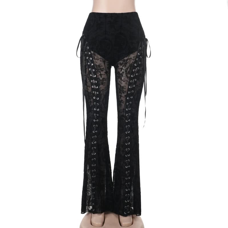 Lace up lace high rise pant  | Festival Outfits Women