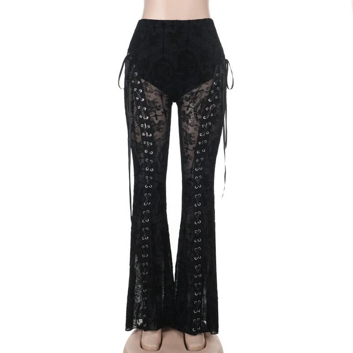 Lace up lace high rise pant  | Festival Outfits Women