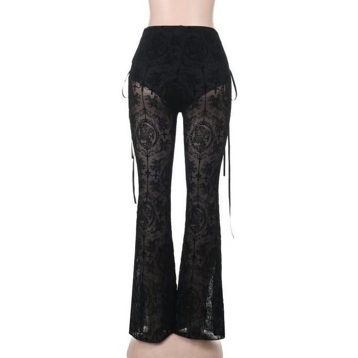 Lace up lace high rise pant  | Festival Outfits Women