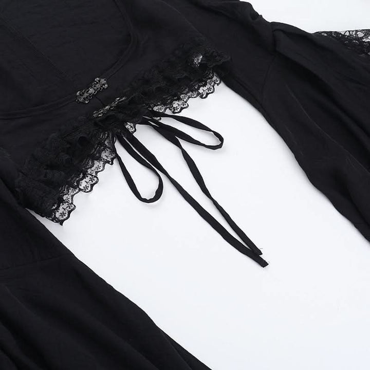 Long flared sleeve lace hem shrug top  | Festival Outfits Women