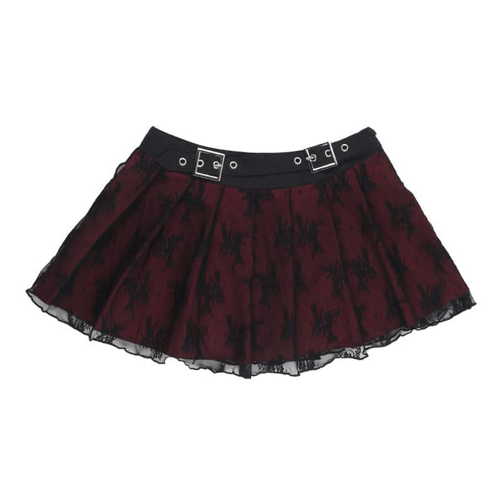 Pleated lace buckle mini skirt  | Festival Outfits Women