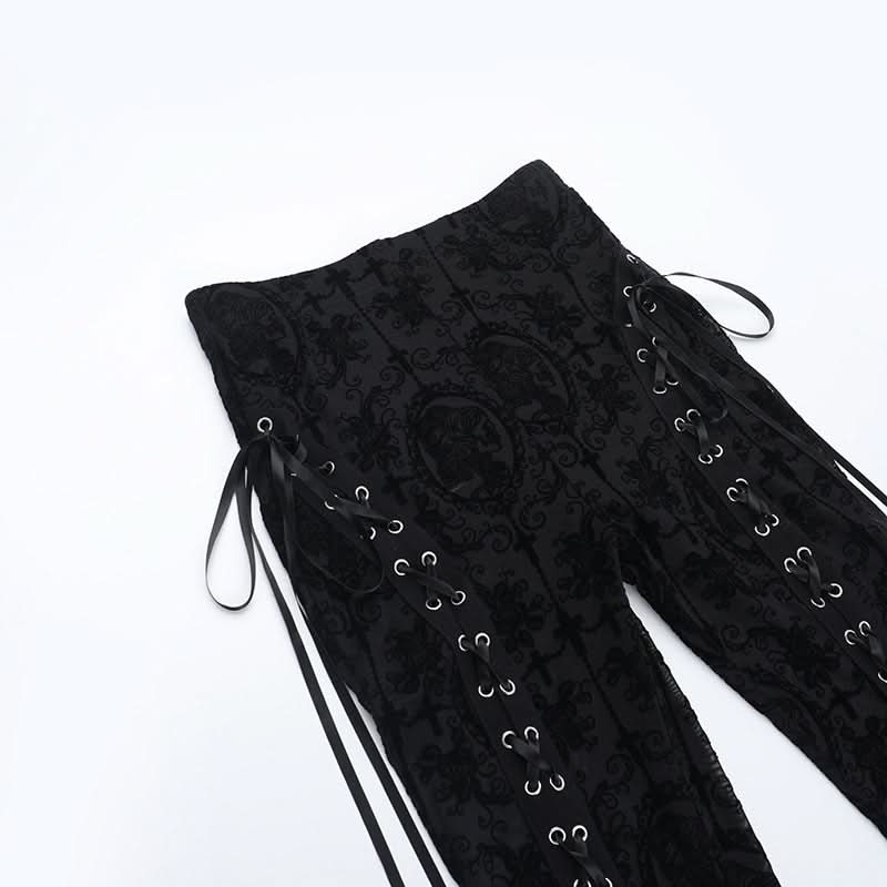 Lace up lace high rise pant  | Festival Outfits Women