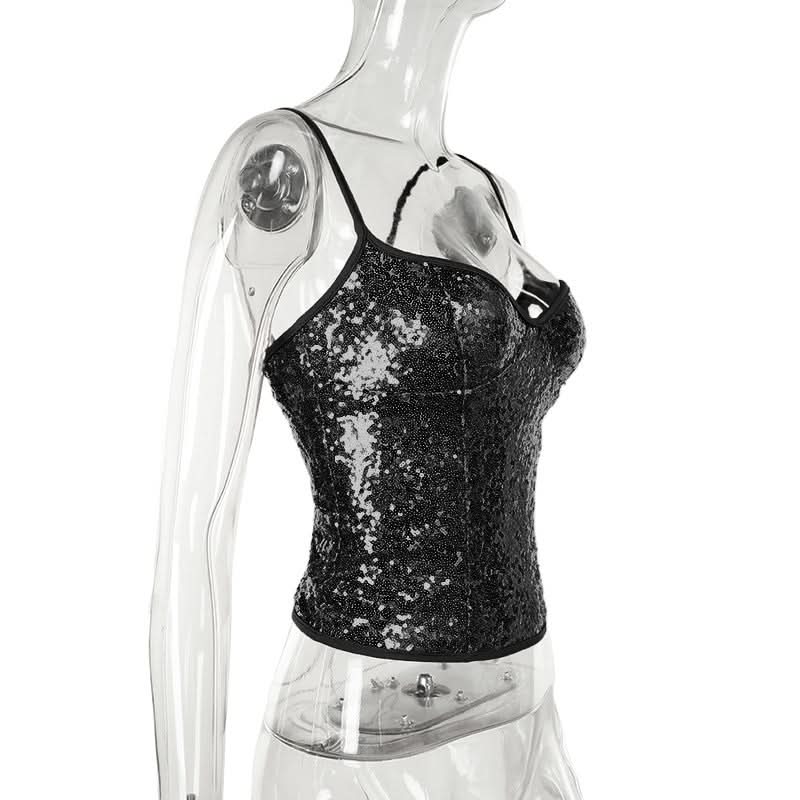 Sweetheart neck glitter cami top  | Festival Outfits Women-final-sale