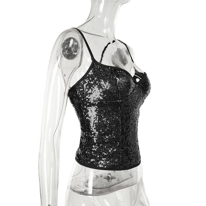 Sweetheart neck glitter cami top  | Festival Outfits Women-final-sale
