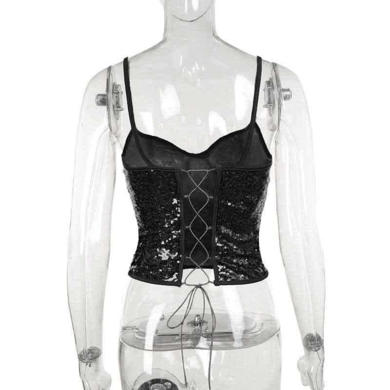 Sweetheart neck glitter cami top  | Festival Outfits Women-final-sale