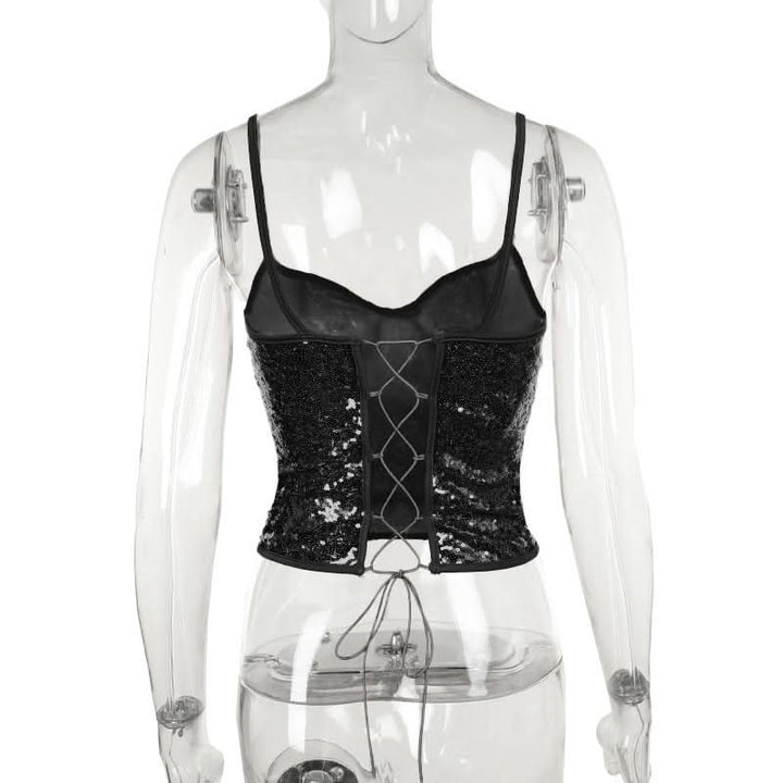Sweetheart neck glitter cami top  | Festival Outfits Women-final-sale