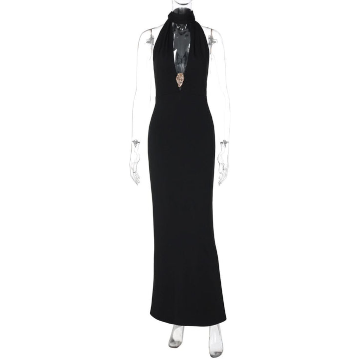 Halter v neck hollow out backless cut out maxi dress  | Festival Outfits Women