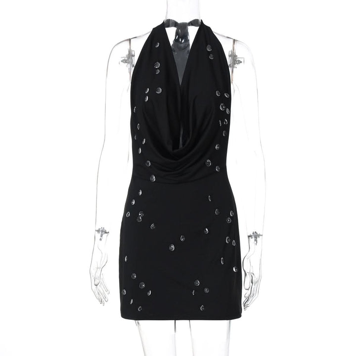 Halter self tie cowl neck backless mini dress  | Festival Outfits Women