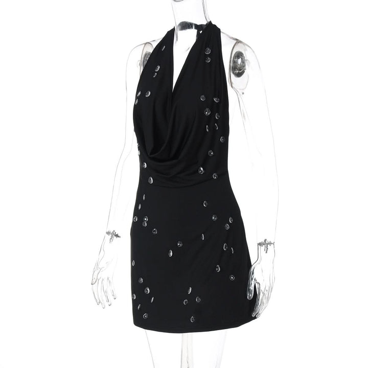Halter self tie cowl neck backless mini dress  | Festival Outfits Women