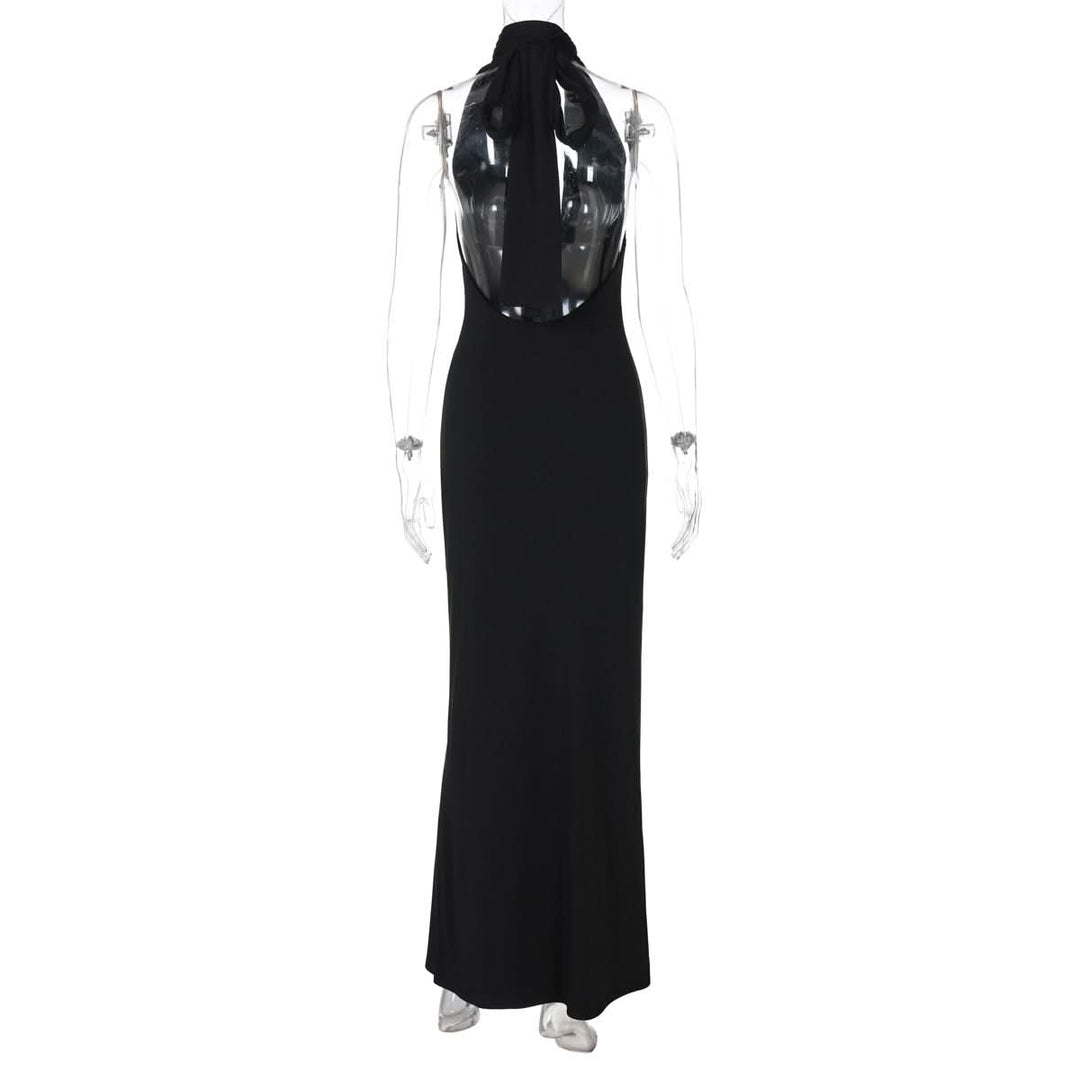 Halter v neck hollow out backless cut out maxi dress  | Festival Outfits Women