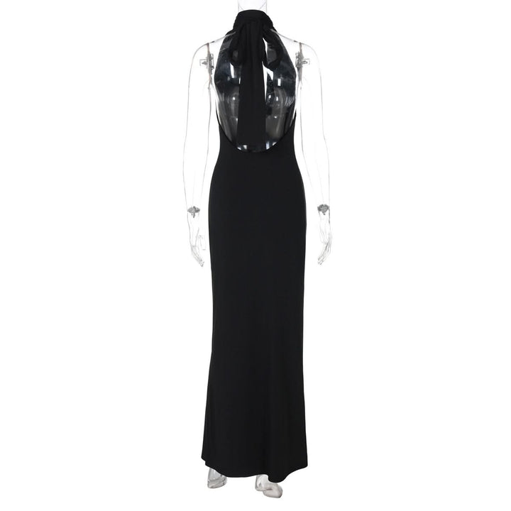 Halter v neck hollow out backless cut out maxi dress  | Festival Outfits Women