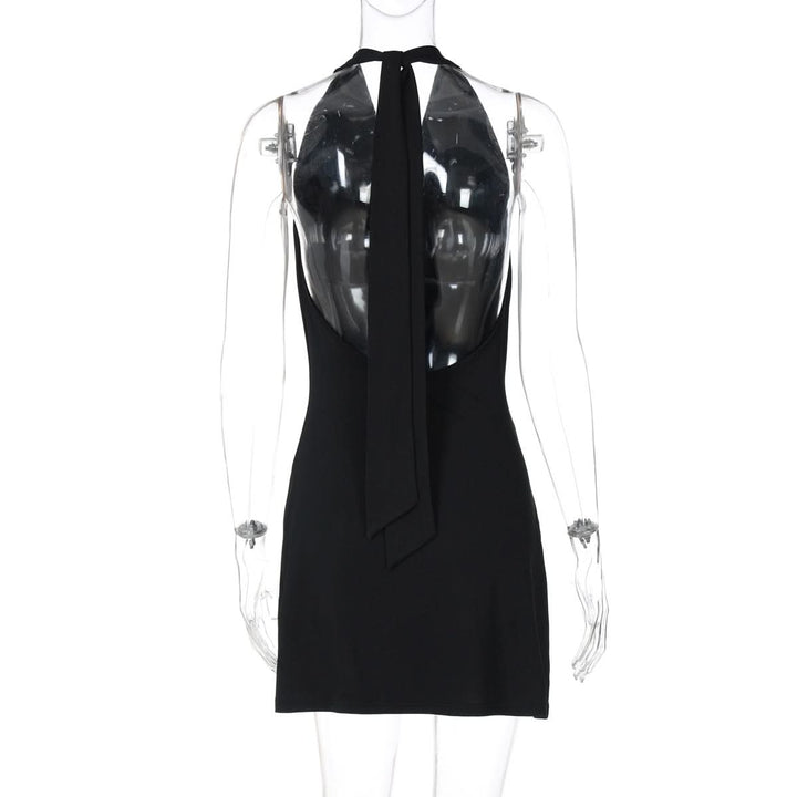 Halter self tie cowl neck backless mini dress  | Festival Outfits Women