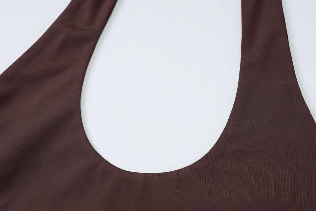 Hollow out halter self tie solid backless cut out top  | Festival Outfits Women