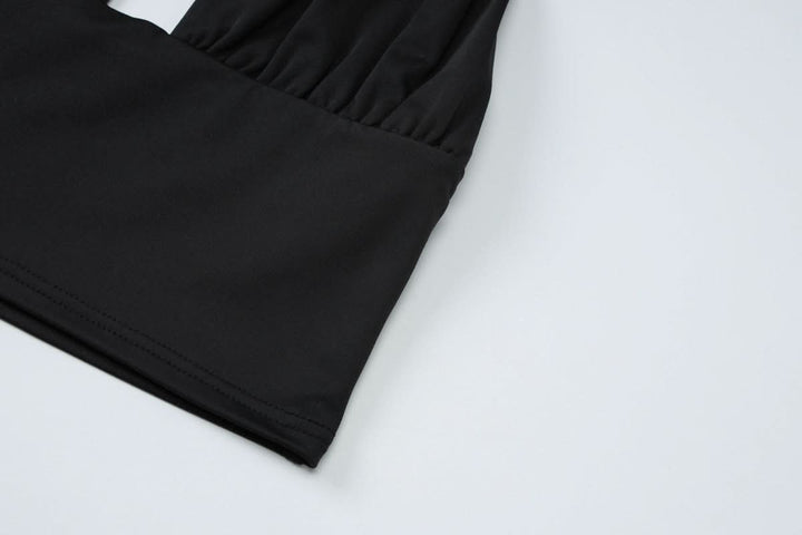 Ruched halter self tie v neck maxi skirt set  | Festival Outfits Women