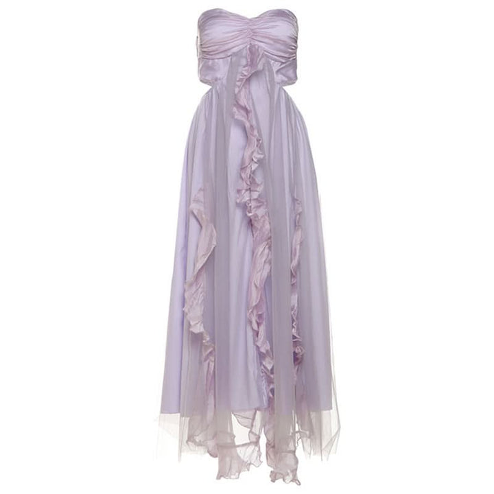Sweetheart neck ruffle slit tube midi dress  | Festival Outfits Women-final-sale