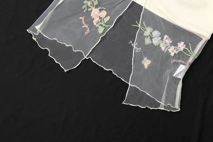 Beaded ruched mesh embroidery tube top  | Festival Outfits Women