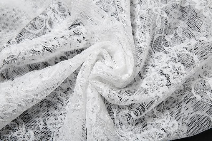 Ruffle flower applique lace v neck top  | Festival Outfits Women-final-sale