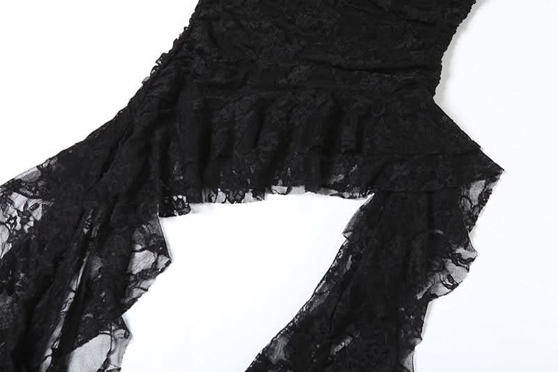 Ruched irregular lace backless tube top  | Festival Outfits Women-final-sale