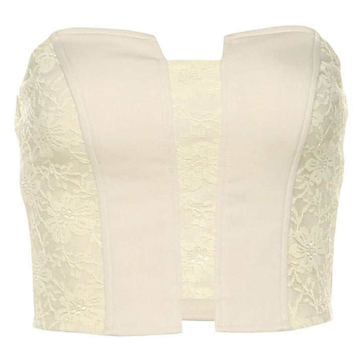 Notch neck lace backless solid tube top  | Festival Outfits Women