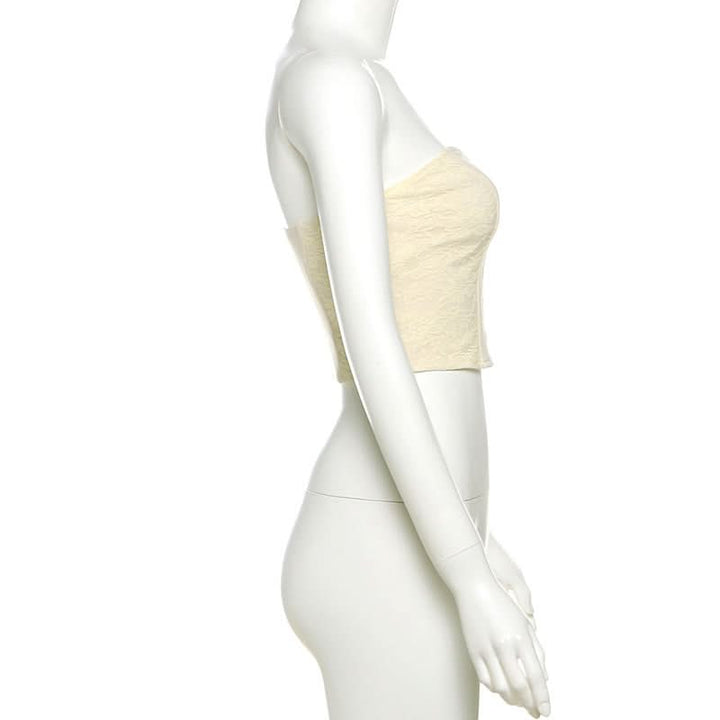 Notch neck lace backless solid tube top  | Festival Outfits Women