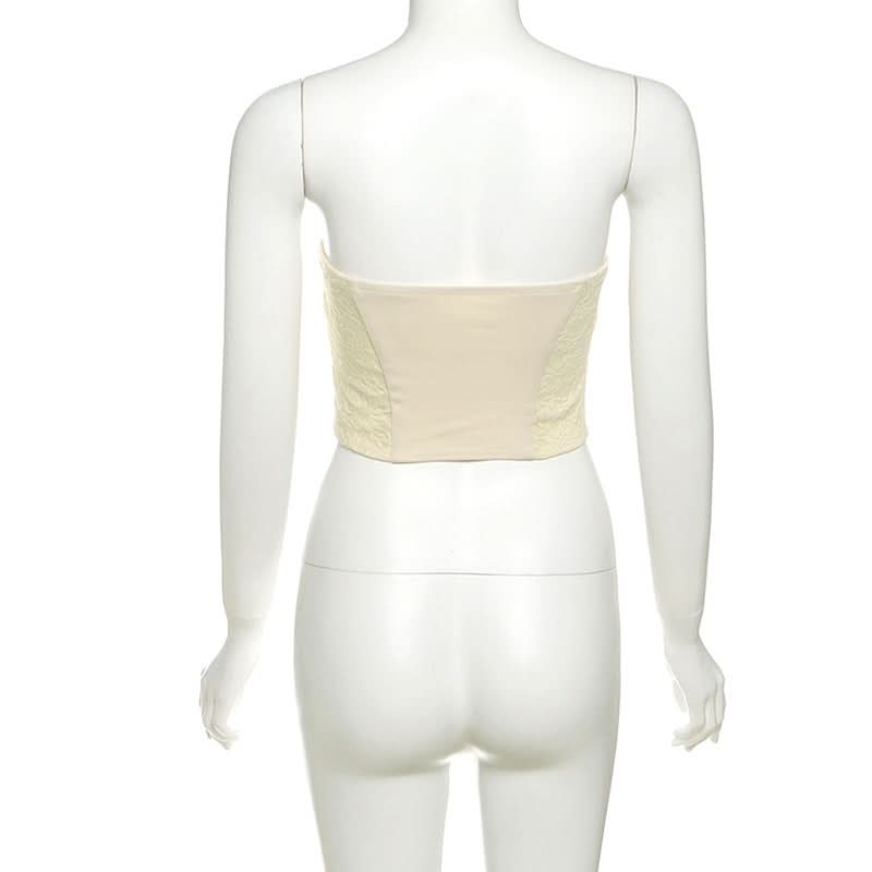 Notch neck lace backless solid tube top  | Festival Outfits Women