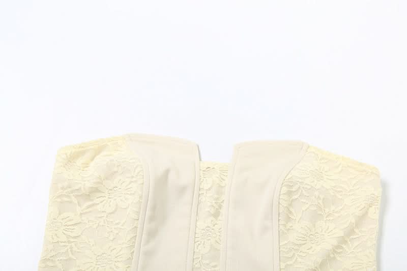Notch neck lace backless solid tube top  | Festival Outfits Women