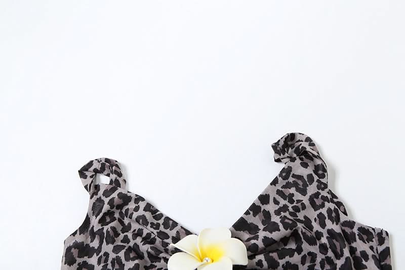 Leopard print flower applique off shoulder tube top  | Festival Outfits Women  | Cheetah Print Top