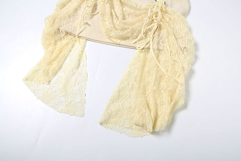 Lace up ruched lace irregular A line mini skirt  | Festival Outfits Women