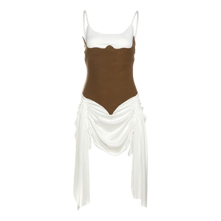 Ruched drawstring u neck cami mini dress  | Festival Outfits Women