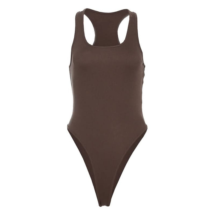 Button u neck solid tank bodysuit  | Festival Outfits Women