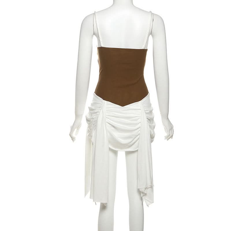 Ruched drawstring u neck cami mini dress  | Festival Outfits Women
