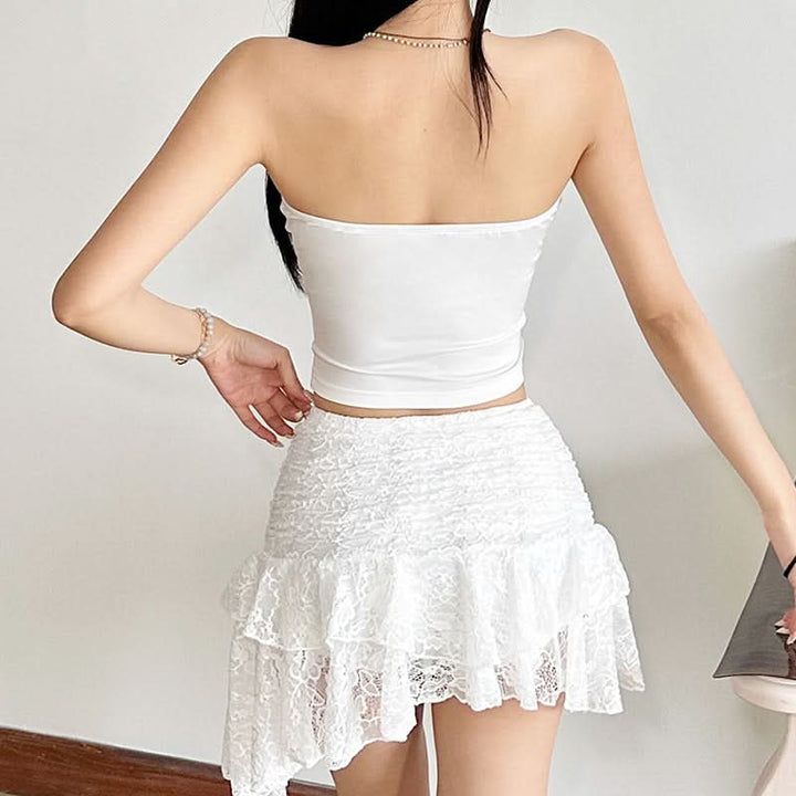 Flower print backless contrast tube top  | Festival Outfits Women