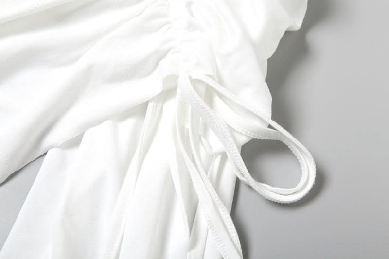Ruched drawstring u neck cami mini dress  | Festival Outfits Women